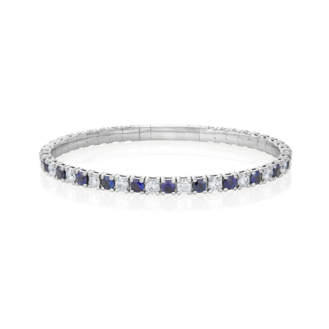 Sapphire and Diamond Flexible Bangle in White Gold 0
