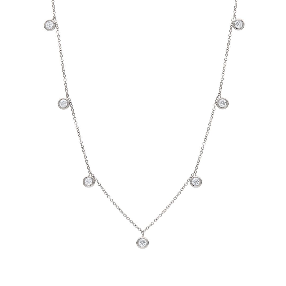 Seven Drop Bezel Diamond Station Necklace 0