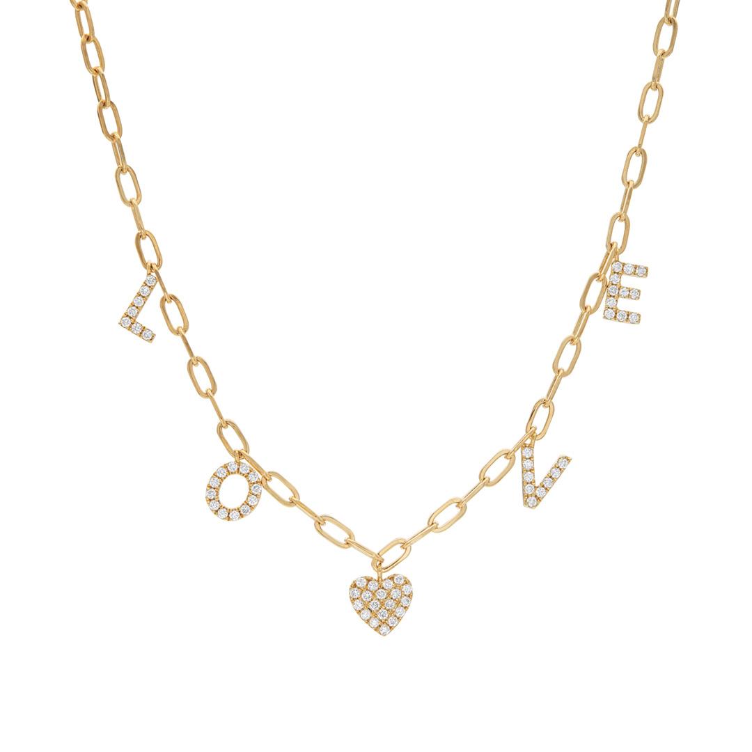Love Heart Diamond Charm Necklace 0