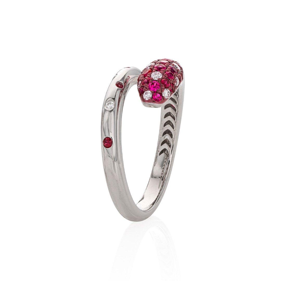 Ruby and Diamond Snake Bypass Ring 1