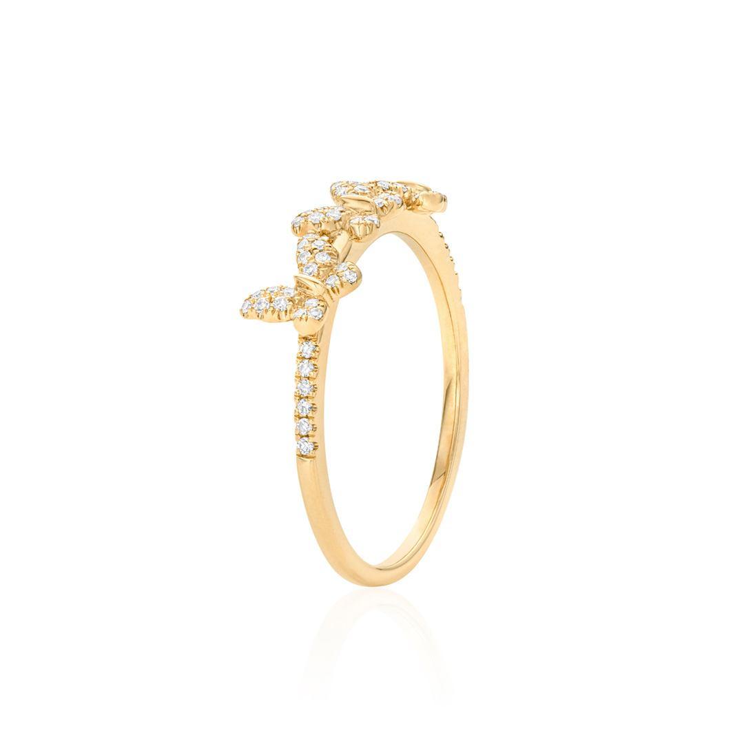 Diamond Butterfly Ring in Yellow Gold 1