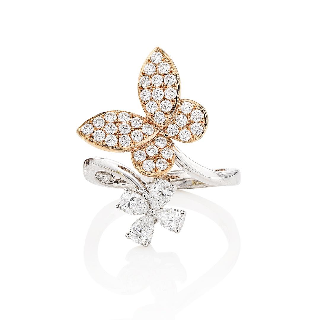 Diamond and Rose Gold Butterfly Ring