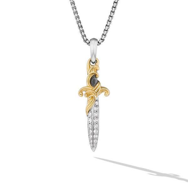 David Yurman Waves Dagger Amulet in Sterling Silver with 18K Yellow Gold with Diamonds 0