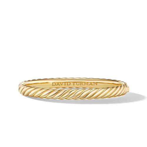 David Yurman 6.2mm Sculpted Cable Bangle Bracelet in 18K Yellow Gold, Size Large
