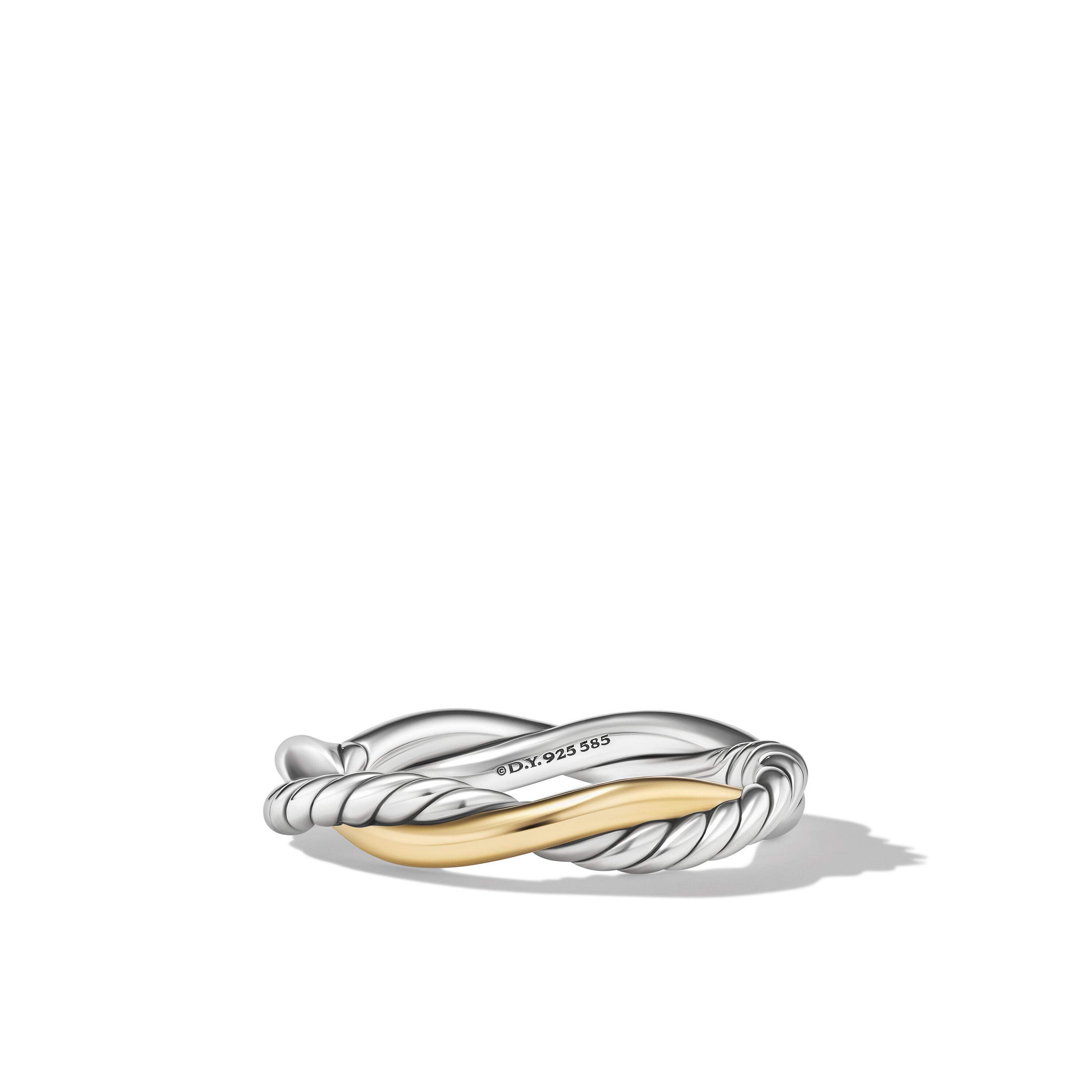 David Yurman Petite Infinity Band Ring in Sterling Silver with Yellow Gold, size 7