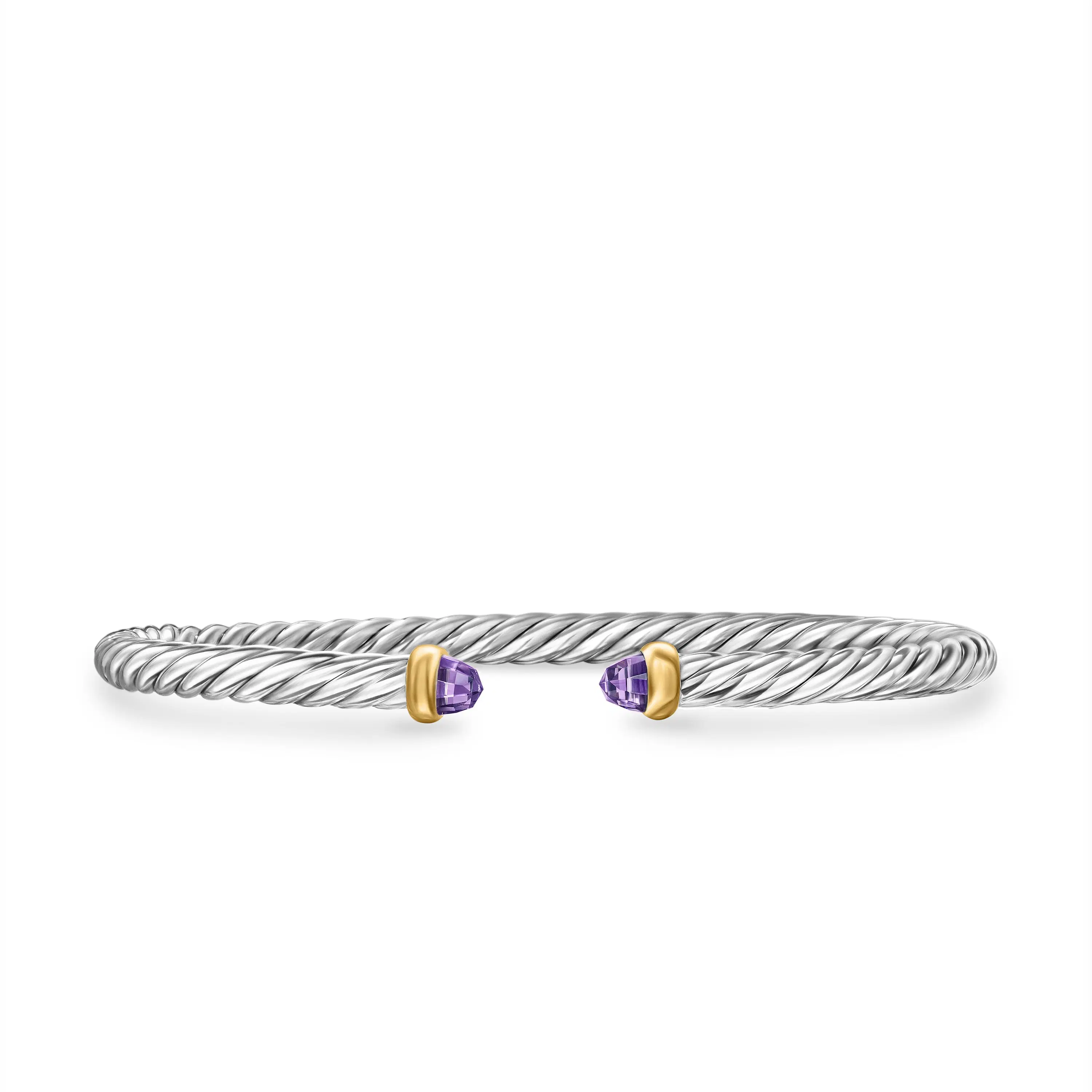 David Yurman Cable Flex Sterling Silver Bracelet with Amethyst, Size Small 0