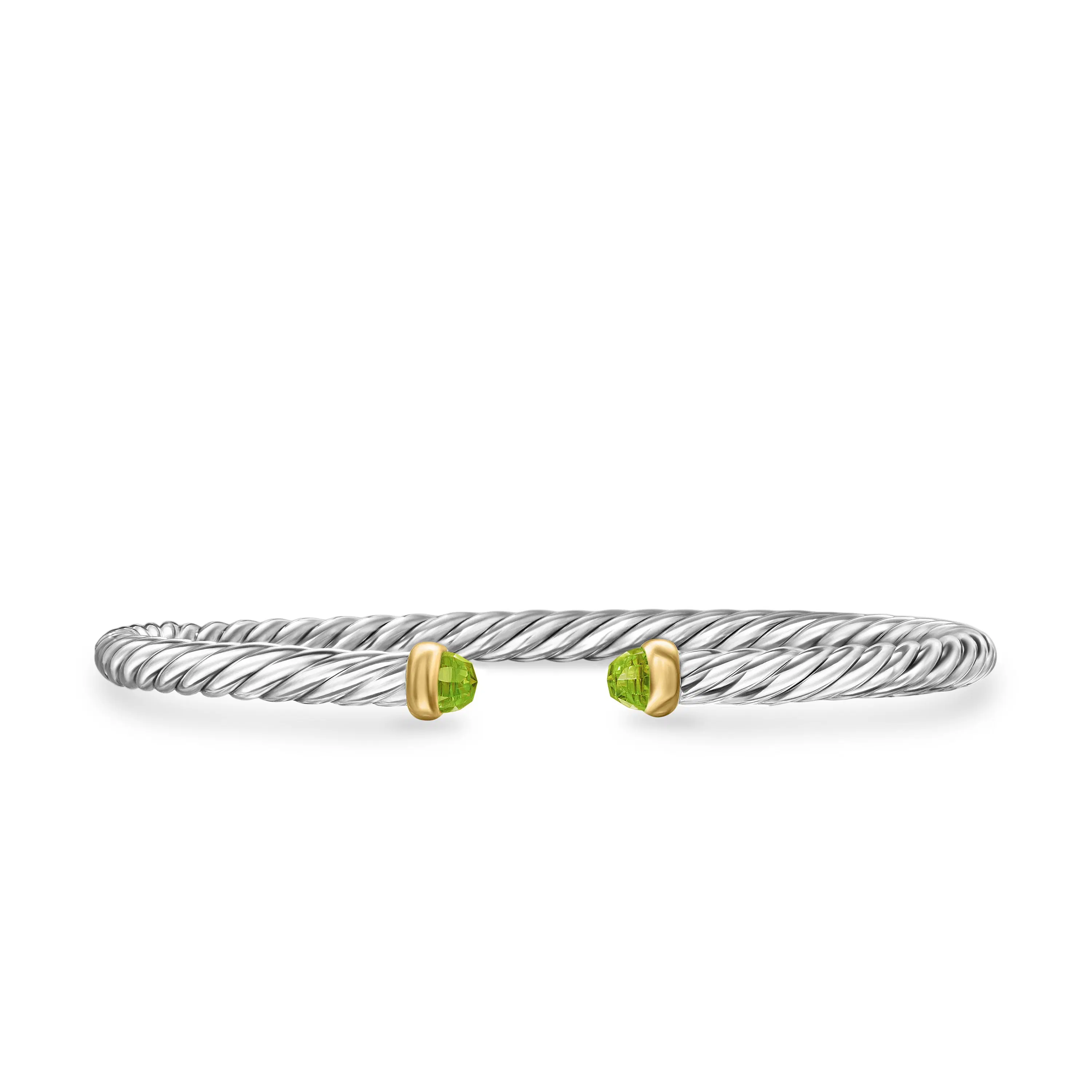 David Yurman Cable Flex Sterling Silver Bracelet with Peridot, Size Small 0