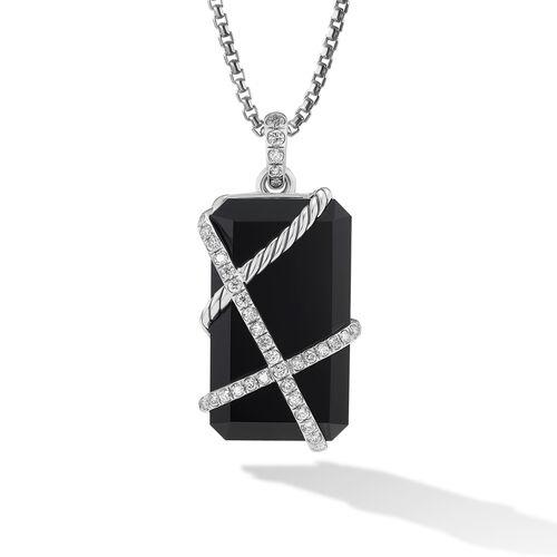 David Yurman Cable Wrap Amulet in Sterling Silver with Black Onyx and Diamonds 0