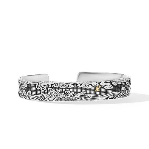 David Yurman Waves Cuff Bracelet in Sterling Silver with 18K Yellow Gold